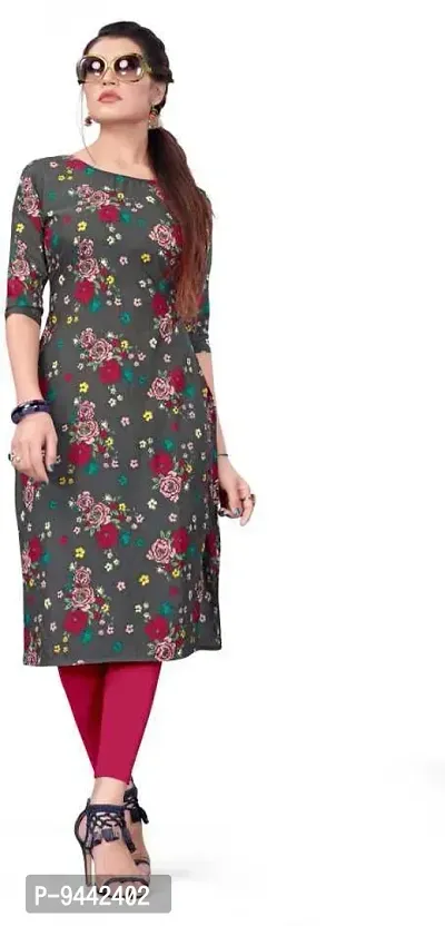 HIRLAX Kurtis for Women - Fancy Crepe Beautiful Printed Design Long Straight Combo of 3 Kurti for Girls, Perfect for Office, Casual, Festival Wear for Ladies(3 Combo)-thumb4