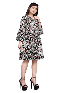 HIRLAX Dress for Women - Soft Rayon Floral Printed Mini Short Dress for Ladies, Western Beautiful One Piece Dress Suitable for Casual, Travelling, Outing, Shopping-thumb2
