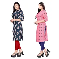 HIRLAX Kurtis for Women - American Crepe Printed Straight Kurti, Long Kurti for Women for All Use, Summer Choice, Formal Kurtis Regular Wear for Girls, Kurta Set for Women, Combo of 2 Kurtis-thumb4