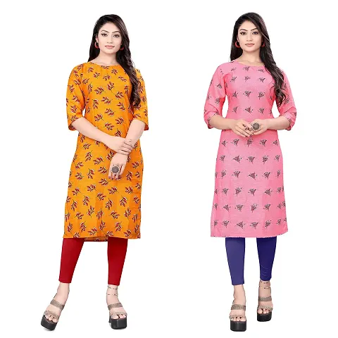 Stylish Crepe Printed Straight Kurti