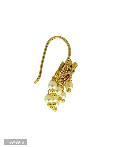 Stylish Half Moon Chand Shape Maharashtrian Traditional Press on Bugadi Upper Ear Clip on Gold Plated Earrings for Women and Girls-thumb5