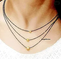 Stylish 3 Layer Short Fancy Mangalsutra Black Beads Chain For Women-thumb1