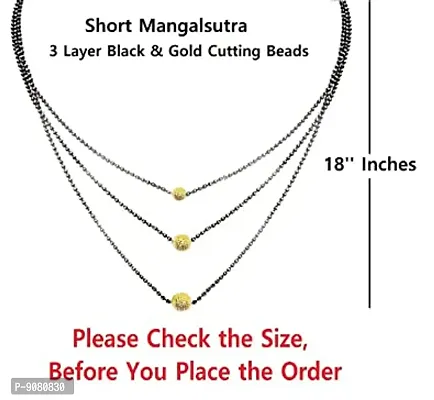 Stylish 3 Layer Short Fancy Mangalsutra Black Beads Chain For Women-thumb3