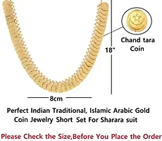 Stylish Gold Plated Traditional Wedding Jewellery Moon Star Chand Tara Coin Short Necklace Set For Girls And Women-thumb1