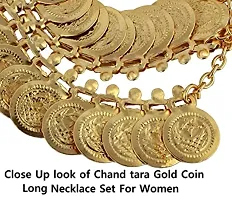 Stylish Traditional Gold Plated Indian Islamic Arabic Chand Tara Coin Wedding Long Necklace Jewellery Set For Girls And Ladies-thumb3