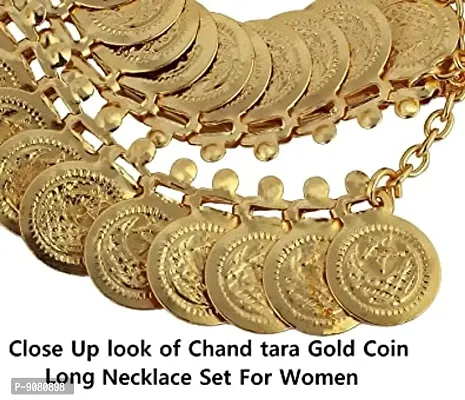 Stylish Traditional Gold Plated Indian Islamic Arabic Chand Tara Coin Wedding Long Necklace Jewellery Set For Girls And Ladies-thumb4