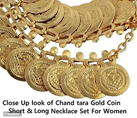 Stylish Traditional Chand Tara Coin Gold Plated Moon Star Necklace Jewellery Set For Women-thumb3