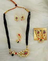 Stylish Maharashtrian Marathi Nath Mangalsutra Set With Earrings For Women-thumb2