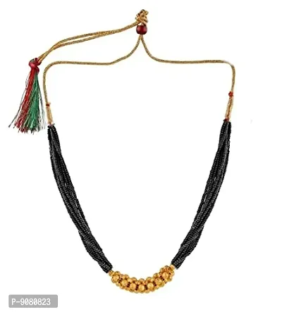Stylish Traditional Ethnic Maharashtrian Jewellery Kolhapuri Saaj Mangalsutra Thushi Necklace Set For Women-thumb0