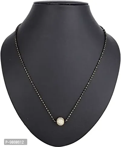 Stylish Ethnic Traditional Gold Plated Black Beads Tanmaniya Mangalsutra Pendant Necklace With Chain For Women-thumb2