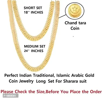 Stylish Indian Islamic Arabic Chand Tara Design Gold Plated Necklace Jewellery Set For Women-thumb2