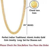 Stylish Traditional Gold Plated Wedding Moon Star Coin Long Necklace Jewellery Set Chand Tara For Girls And Ladies-thumb1