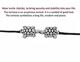 Stylish Nazar Battu Black Thread Adjustable Payal Tortoise Turtle Anklet For Women And Girls-thumb1