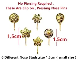 Stylish Clip On Pressing Oxidized Nose Pin And Ring Non Piercing Golden Oxidised For Women And Girls-thumb1
