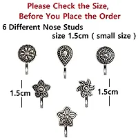Stylish German Silver Press On Oxidized Nose Ring Pin Stud Combo Offer Oxidised Black Metal For Girls And Women-thumb1
