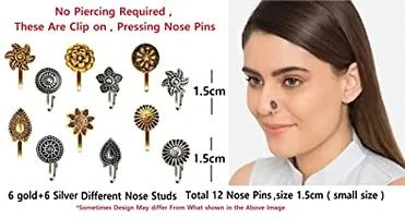 Stylish German Silver Clip On Oxidised Tribal Nose Pin Ring Nath Without Piercing For Women And Girls-thumb3
