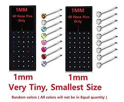 Stylish Black Stainless Steel Crystals Piercing Mini Nose Studs Pins Box Set For Women -80 Pcs-thumb1