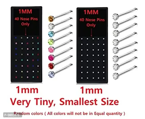 Stylish Black Stainless Steel Crystals Piercing Mini Nose Studs Pins Box Set For Women -80 Pcs-thumb2