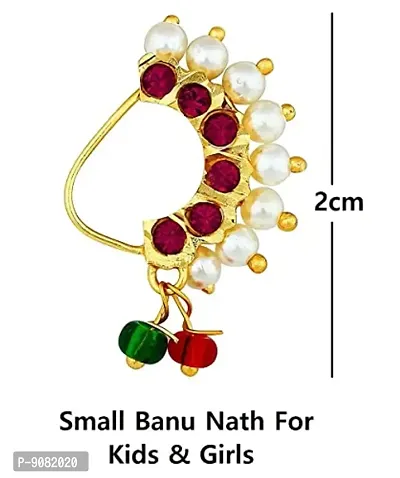 Stylish Gold Plated Maharashtrian Nath Clip On Nose Ring Without Piercing Combo For Women-thumb4