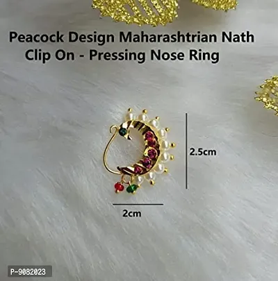 Stylish Maharashtrian Traditional Nath Nose Ring Without Piercing Marathi Nose Pin For Women -Nathiya For Women-thumb2