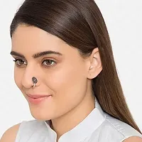Stylish Oxidized Black Silver Metal Nose Pin Non Piercing Clip On Oxidised Nose Ring Stud For Girls And Ladies-thumb2