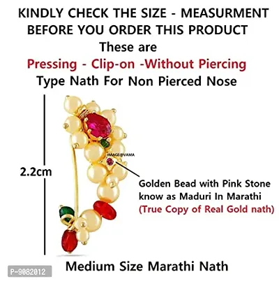 Stylish Maharashtrian Traditional Nath Nose Ring Without Piercing Marathi Nose Pin For Women -Maharashtrian Nath Without Piercing-thumb2