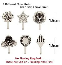 Stylish Clip On Nose Ring Oxidised Silver Nose Pin Without Piercing Nose Stud For Women-thumb1