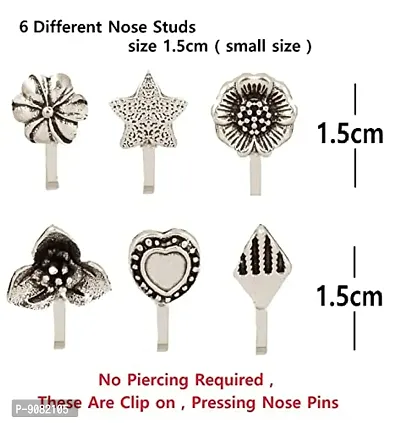 Stylish Clip On Nose Ring Oxidised Silver Nose Pin Without Piercing Nose Stud For Women-thumb2