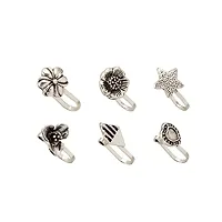 Stylish Clip On Nose Ring Oxidised Silver Nose Pin Without Piercing Nose Stud For Women-thumb2