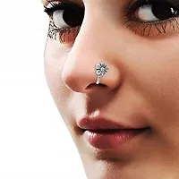 Stylish Clip On Nose Ring Oxidised Silver Nose Pin Without Piercing Nose Stud For Women-thumb3