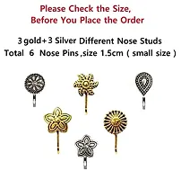 Stylish German Silver Oxidised Nose Ring Without Piercing Press On Combo Pack Of Oxidized Nose Pin Stud Ring Small Size For Women And Girls-thumb1