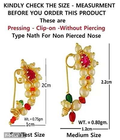 Stylish Maharashtrian Traditional Nath Nose Ring Without Piercing Marathi Nose Pin For Women -Maharashtrian Nose Pin-thumb2