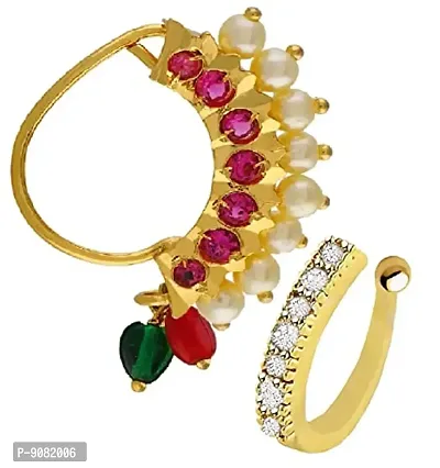 Stylish Maharashtrian Nath Clip On Nose Ring Without Piercing For Women-thumb0