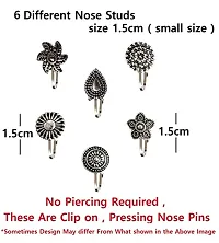 Stylish Oxidised Silver Nose Pin Stud Non Piercing Press On Nose Ring For Women-thumb1