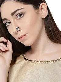 Stylish Oxidised Silver Nose Pin Stud Non Piercing Press On Nose Ring For Women-thumb2