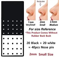 Stylish White And Black Stone Studded Piercing Nose Pin For Pierced Nose Ring Studs For Girls And Women -Pack Of 40 Nose Stud Set, 20 White And 20 Black-thumb1
