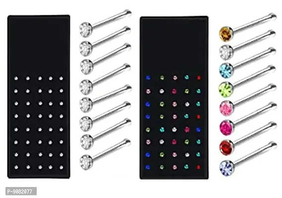 Stylish 80 Pcs Surgical Steel Nose Ring Studs Pins Body Piercing Nose Stud Big For Women Stylish.