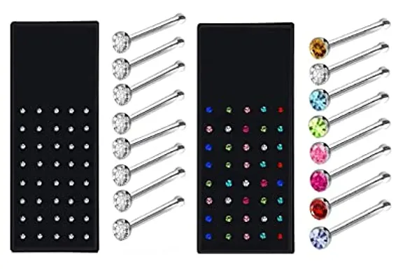 Buy Stylish 80 Pcs Surgical Steel Nose Ring Studs Pins Body Piercing Nose  Stud Big For Women Stylish. - Lowest price in India| GlowRoad