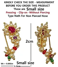 Stylish Maharashtrian Gold Plated Clip-On Without Piercing Nose Ring And Nath For Women-thumb1