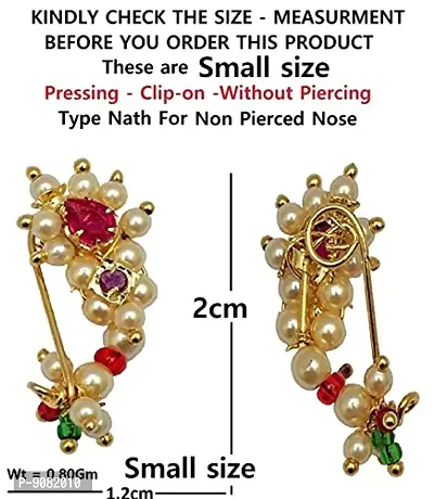 Stylish Maharashtrian Gold Plated Clip-On Without Piercing Nose Ring And Nath For Women-thumb2