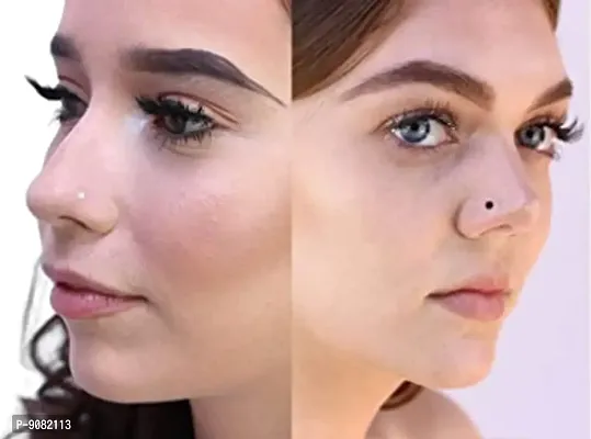 Stylish Nose pin Black And Silver Stone Nose Ring Studs For Piercing Nose For Women - Combo Nose Pins For Pierced Nose-thumb3