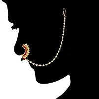 Stylish Pink Gold Plated Maharashtrian Nath Nose Ring Without Piercing For Women-thumb2