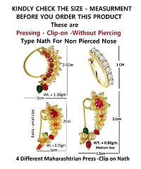 Stylish Gold Plated Maharashtrian Nath Clip On Combo Nose Ring Without Piercing For Women-thumb1