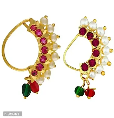 Stylish Small Maharashtrian Nath Adjustable Nose Ring Non Pierced Combo Set For Women And Girls