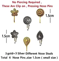 Stylish Oxidised Black Silver Nose Ring Non Piercing Pressing Nose Pin Stud For Women And Girls-thumb1