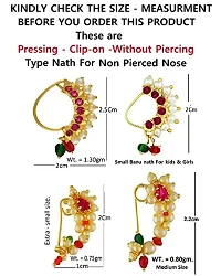 Stylish Pink Gold Plated Marathi Nath Combo Nose Ring Without Piercing For Women-thumb1