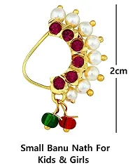 Stylish Pink Gold Plated Marathi Nath Combo Nose Ring Without Piercing For Women-thumb3