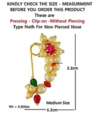 Stylish Pink Gold Plated Marathi Nath Combo Nose Ring Without Piercing For Women-thumb4