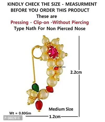 Stylish Pink Gold Plated Marathi Nath Combo Nose Ring Without Piercing For Women-thumb5