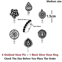 Stylish German Oxidised Silver Nose Pin Without Piercing Pressing Oxidized Silver Nose Ring Stud For Women-thumb1
